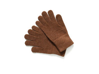 Brown knitted gloves