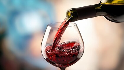 Red wine pouring into glass