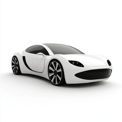 A sleek, modern white sports car with a futuristic design.