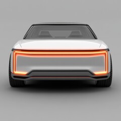 A futuristic electric vehicle design showcasing a sleek front profile.