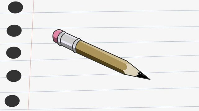 Animated video of a pencil and a notebook sheet in the background, art.