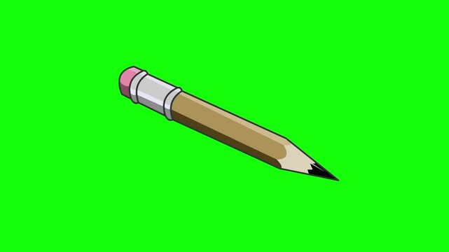 Animated video of a pencil on a green background, art.