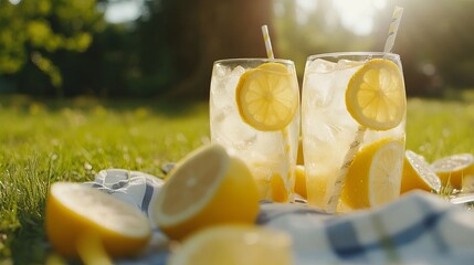Cool off with a refreshing glass of lemonade at this summer picnic.