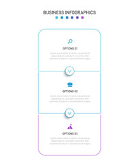 Vertical progress bar featuring 3 arrow-shaped elements, symbolizing the three stages of business strategy and progression. Clean timeline infographic design template. Vector for mobile presentation.