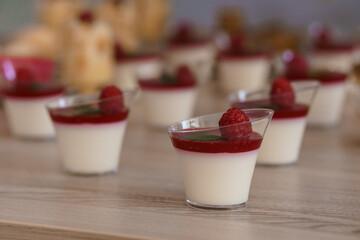 Elegant Raspberry Panna Cotta Desserts in Glass Cups
