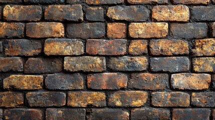 Obraz premium Weathered Brick Wall with Golden Hues