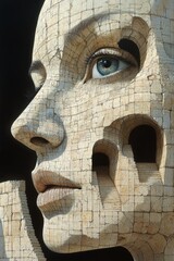 Ancient stone sculpture face