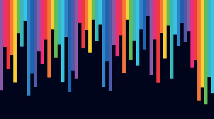 color abstraction, rainbow stripes, LGBT colors on a black background, colored pencils and paints