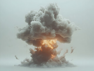 Dramatic Nuclear Explosion Creating Fiery Smoke Cloud and Orange Glow in Chaotic Atmosphere