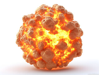 Fiery Explosion in Abstract Background with Glowing Orange Lava and Smoke
