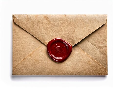 old envelope and letter paper with wax seal stamps set isolated