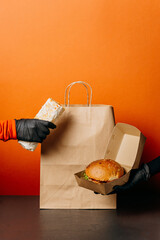 Burger and wrap takeaway with eco-friendly packaging for delivery service