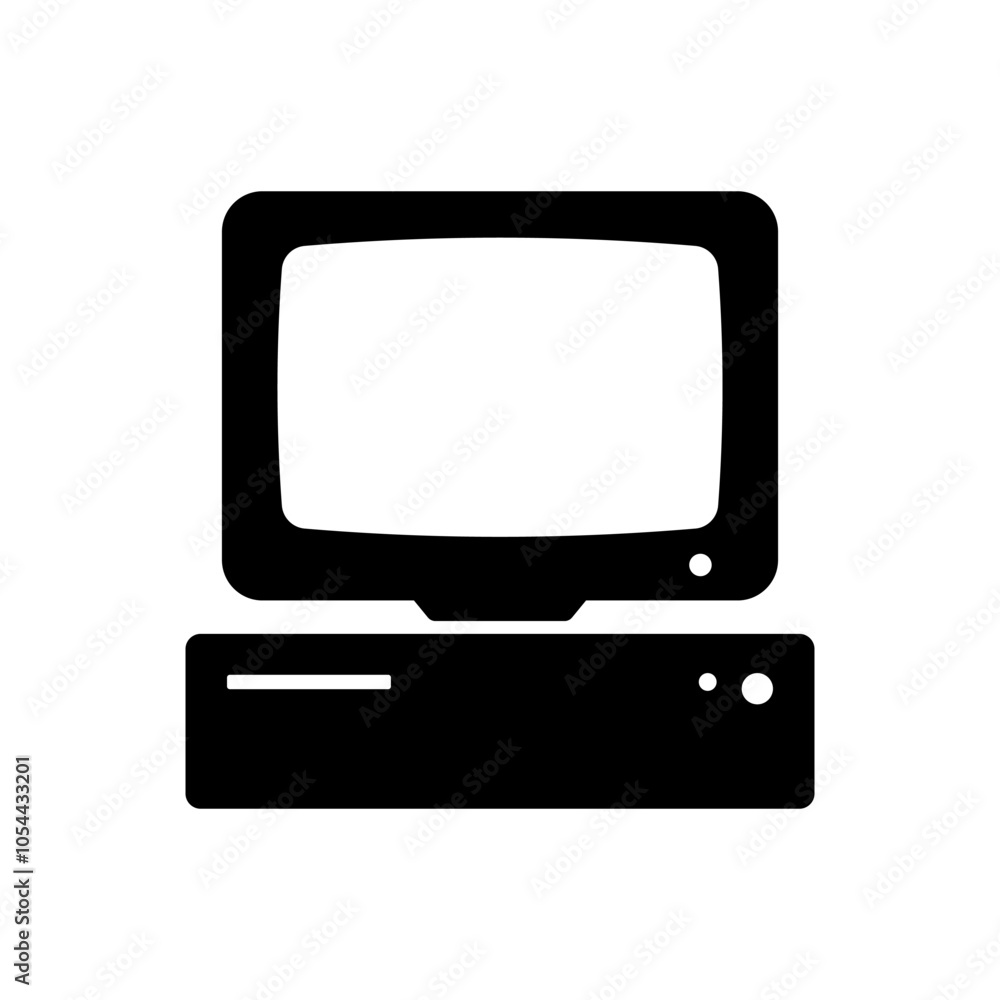 Wall mural computer icon. black silhouette. front view. vector simple flat graphic illustration. isolated objec