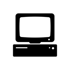 Computer icon. Black silhouette. Front view. Vector simple flat graphic illustration. Isolated object on white background. Isolate.