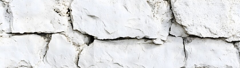 Fototapeta premium Close-up of Cracked and Weathered White Stone Wall
