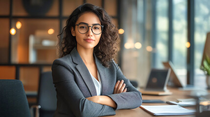 Fototapeta premium Corporate lawyer in a boardroom, negotiating a business contract, corporate law, business lawyer