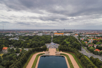 Leipzig, Völkerschlachtdenkmal, Blick auf die Stadt