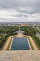 Leipzig, Völkerschlachtdenkmal, Blick vom obersten Plateau auf die Stadt, über den See der...