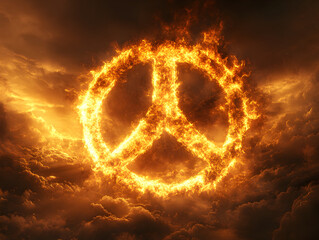 Fototapeta premium Harmony in Flames A Symbol of Peace and Hope against a Beautiful Sky Background