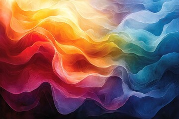 Obraz premium Abstract Colorful Wave Pattern with Delicate Lines