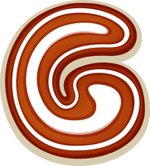 Gingerbread font Christmas cookie biscuit letter G for Xmas holiday type, vector alphabet. Christmas font of cartoon gingerbread cookie typeface of letter G biscuit for New Year bakery typeset