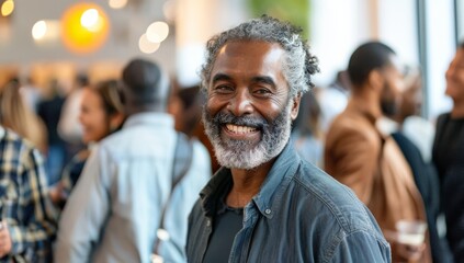 Smiling Man at a Social Gathering