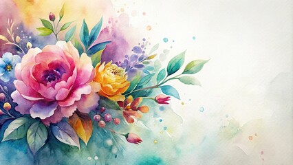 Watercolor flower abstract art on white horizontal background Medium Shot