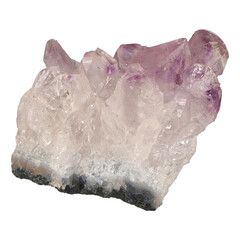 Closeup of a colourful mineral stone under the lights, isolated on a white background