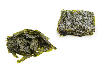 Tasty nori seaweed isolated on white background.