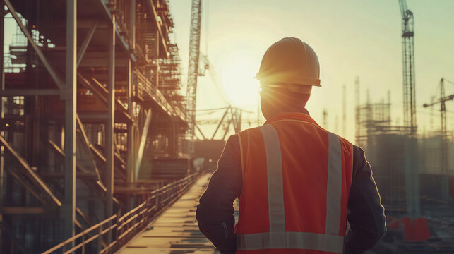 Civil engineer working on a bridge project, surrounded by construction equipment, civil engineering, infrastructure
