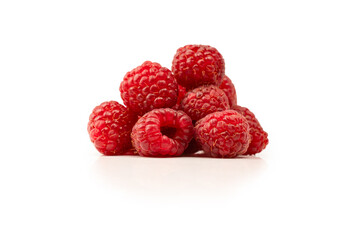 Tasty fresh raspberry isolated on a white background. Top view.