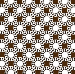 Fashionable geometric print on brown background. White design elements pattern illustration. For textile, fabric, cards, invitations, product presentation, advertising materials