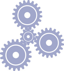 Vector silhouettes of mechanical gears for your design. Transparent PNG version.