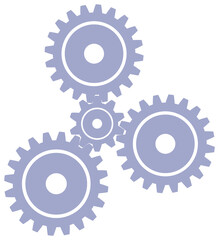 Vector silhouettes of mechanical gears for your design. Transparent PNG version.