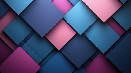 Abstract Pattern of Overlapping Square Shapes in Blue and Pink