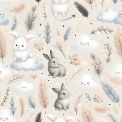 Pattern with rabbits. Children's pattern, background