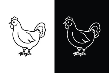 Silhouette icon of a chicken, Beautiful chicken. Vector illustration on white background.