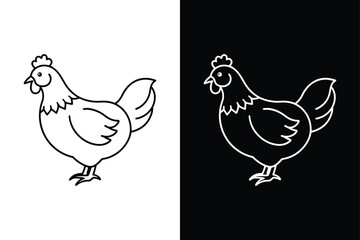 Silhouette icon of a chicken, Beautiful chicken. Vector illustration on white background.