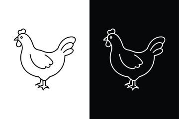 Silhouette icon of a chicken. Beautiful chicken. Vector illustration on white background.