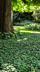 Pachysandra spreads beneath tree canopies through shade gardens