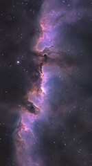 Fototapeta premium Ethereal cosmic nebula with glowing purple and pink hues in deep space