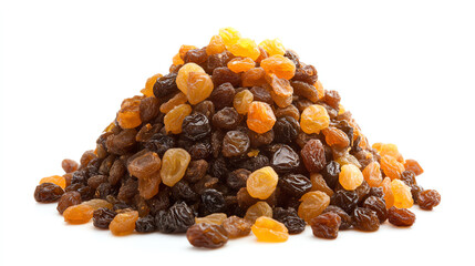 Obraz premium Christmas pudding with golden raisins and candied peel on a white backdrop, single object focus