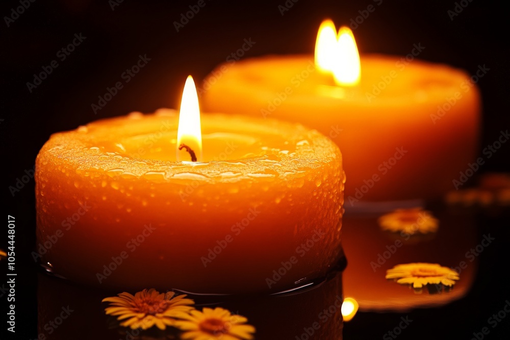 Aufkleber cluster of lit candles with a warm glow against a festive background creating an ambiance of warmth 