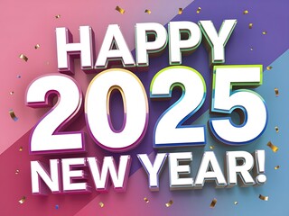 Pastel New Year 2025 Greeting with Gradient Text
