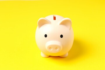 Piggy coin bank on colored background for money savings, financial security or personal funds concept.