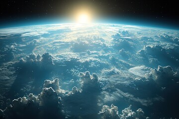 A Sunrise Over a Planet's Cloudy Atmosphere