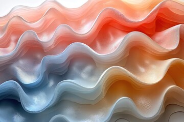 Abstract Wavy Glass Sculpture in Pastel Colors