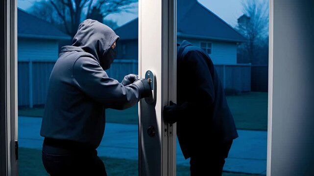 Burglars Breaking into Home at Night