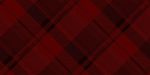 Package background vector pattern, curve check textile plaid. Proud seamless fabric tartan texture in dark and red colors.