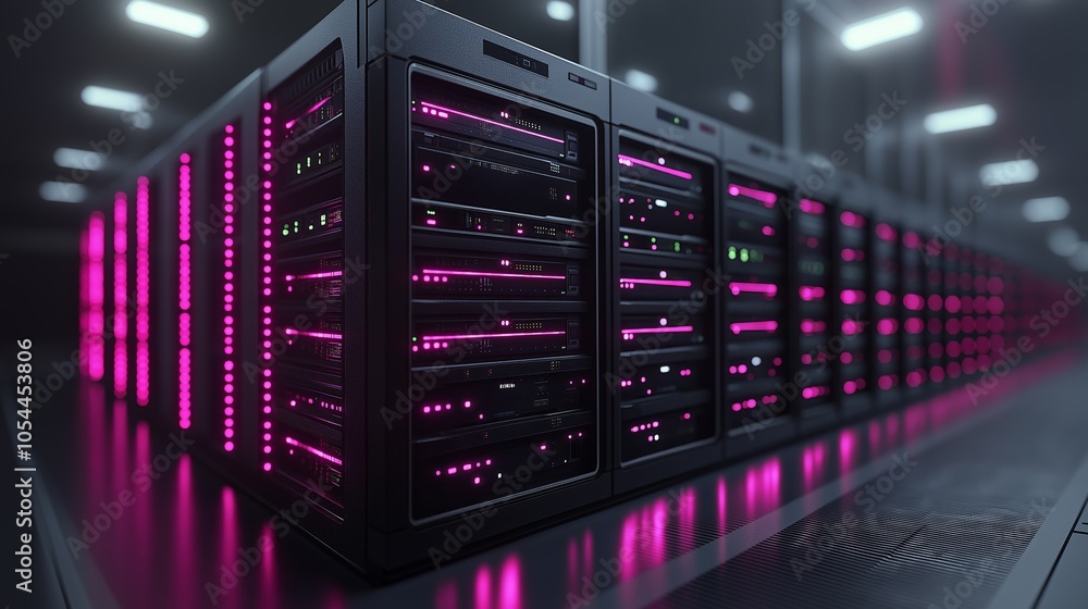 Aufkleber Modern Data Center with Server Racks and Advanced IT Infrastructure for Secure Digital Storage and Connectivity, Generative AI